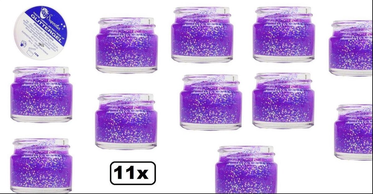 11x Gel superstar glitterlila (huid&haar) 15 ml