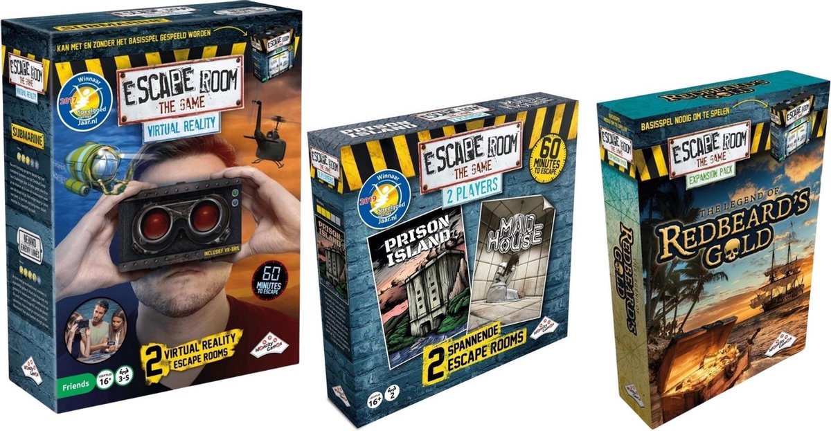Escape Room Uitbreidingsbundel - 3 Stuks - Virtual Reality VR & Mad House & Redbeard's Gold