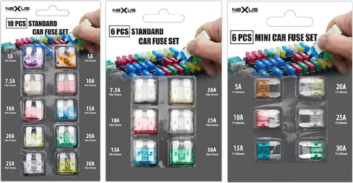 NEXUS - 22 stuks - Set Zekeringen voor Auto / Motor / Scooter - Zekering - Steekzekeringen