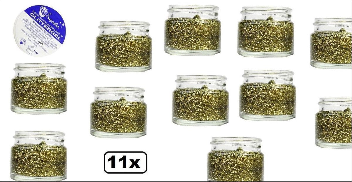 11x Gel superstar glittergoud (huid&haar) 15 ml