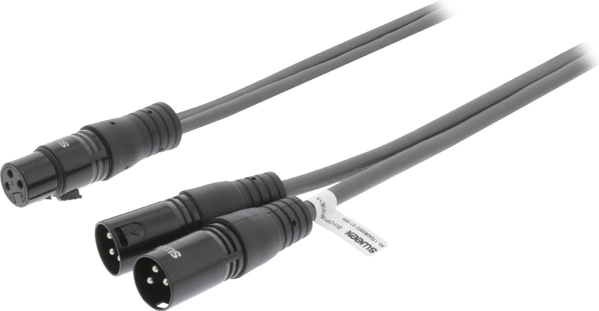 XLR Stereo Cable 2x XLR 3-Pin Male - XLR 3-Pin Female 1.5 m Dark Grey