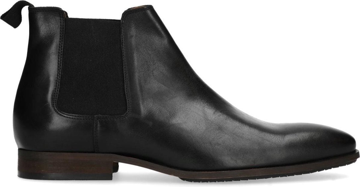 Manfield - Heren - Zwarte leren chelsea boots - Maat 42