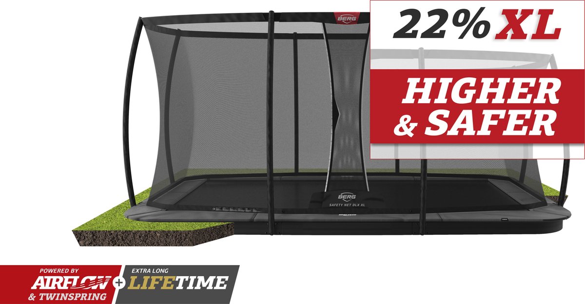 BERG trampoline Ultim Champion Flatground 410 + Safety Net DLX XL