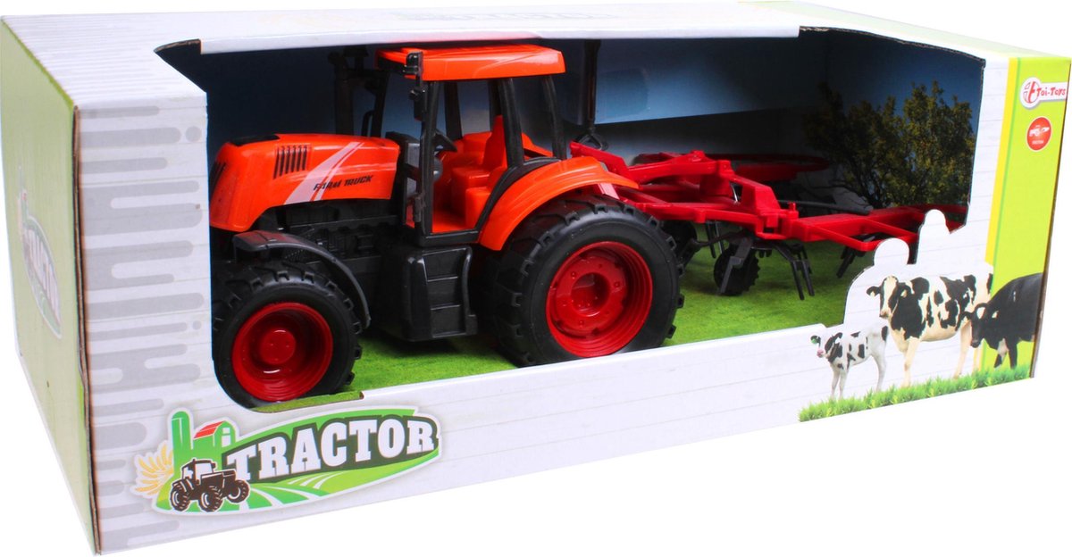 Toi-toys Tractor Junior 31 X 12 Cm Frictie Oranje/zwart 2-delig