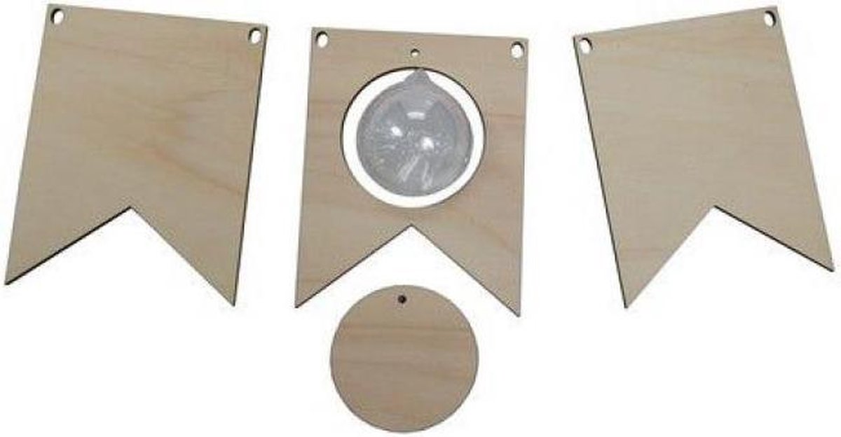 Joy! Crafts Vlaggetjes hout met transparante bol 5 cm 6320/0019 2x 13x10x0