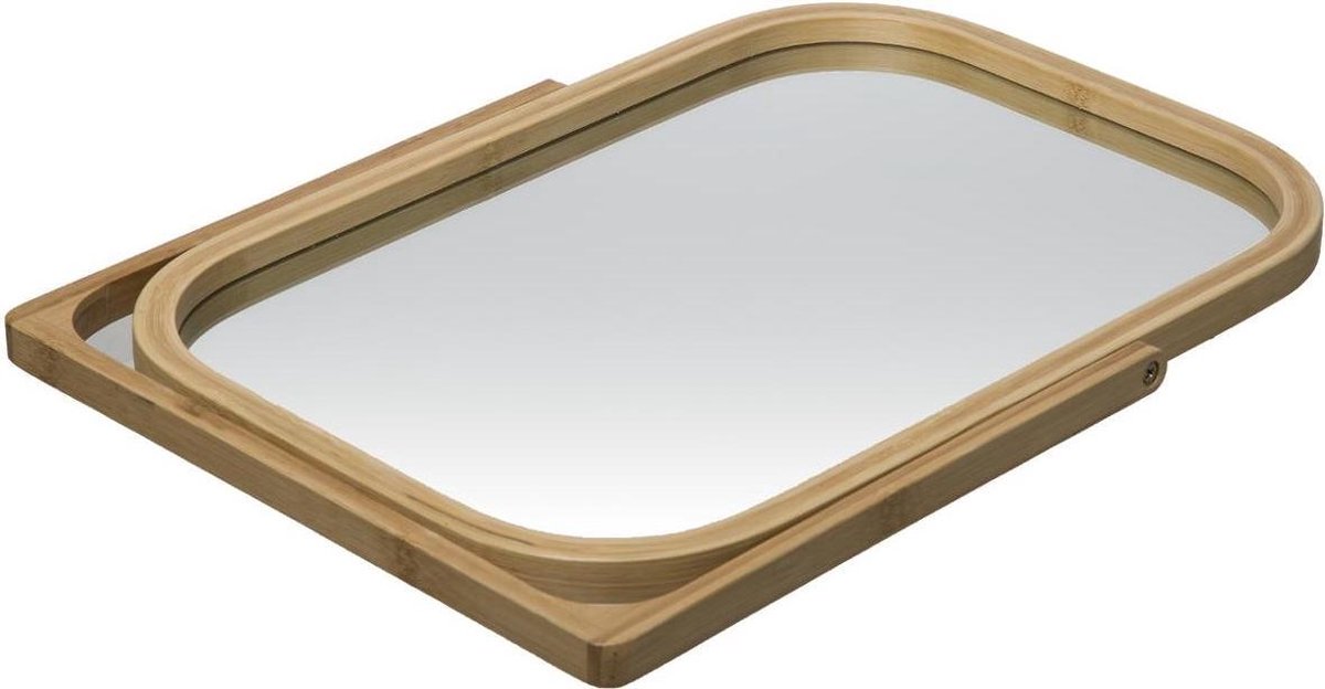 Draaibare bamboe spiegel H 39 cm - Makeup Spiegel