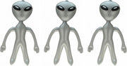 Set van 3x stuks opblaasbare Aliens grijs 64 cm - Buitenaardse wezens - Marsmannetjes