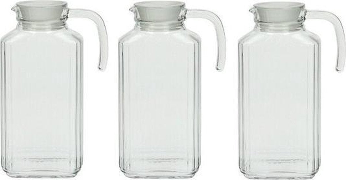 3x Glazen schenkkan met handvat 1