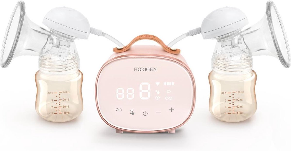 Emme® - Dubbel Elektrische Borstkolf – Electrisch Kolfapparaat – Kolfapparaten – Inclusief 2x PPSU Baby Flessen – Rosé Goud