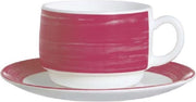 Arcoroc Brush Servies - Ondertas (zonder kopje) - 14cm - Wit Rood - (Set van 6) En Yourkitchen E-kookboek - Heerlijke Smulrecepten