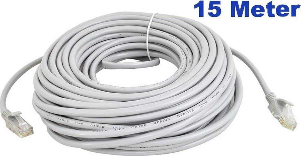 ForDig Netwerkkabel 15 meter / LAN Kabel / ISDN DSL STP UTP Kabel / CAT5E RJ45 / Internetkabel
