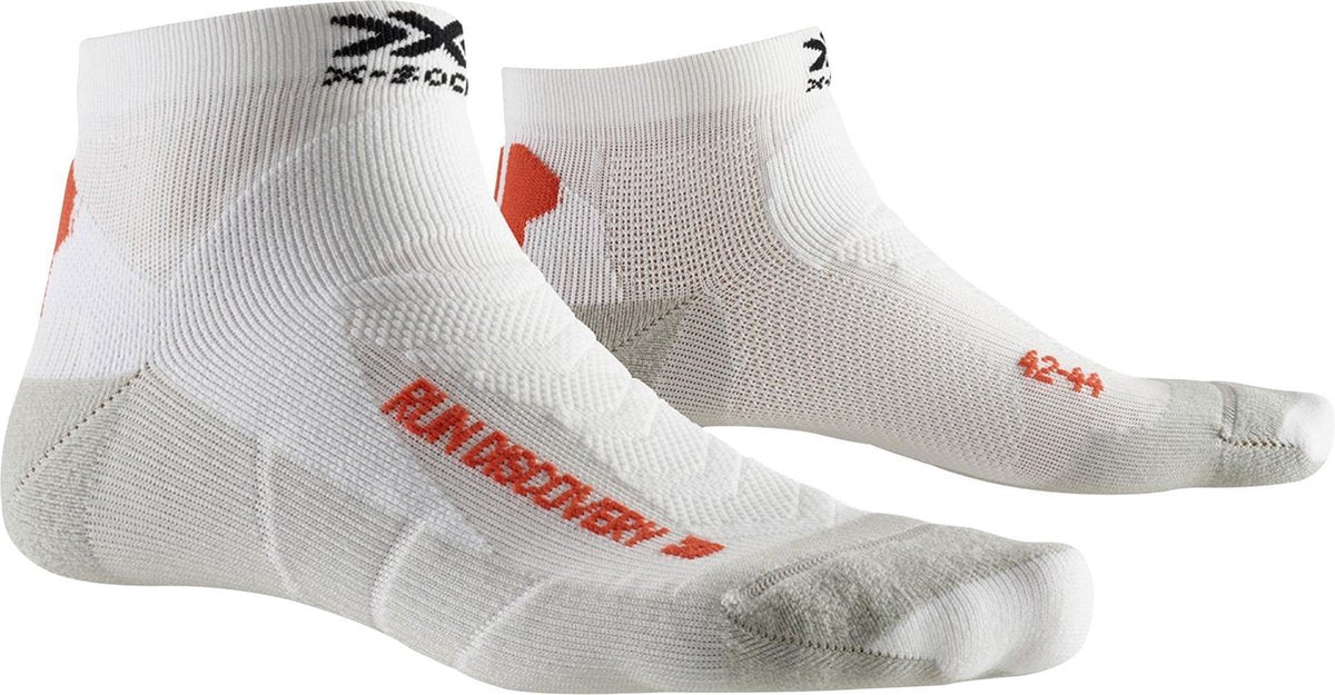 X-Socks Run Discovery Hardloop  Sportsokken - Maat 42-44 - Unisex - wit/oranje/grijs