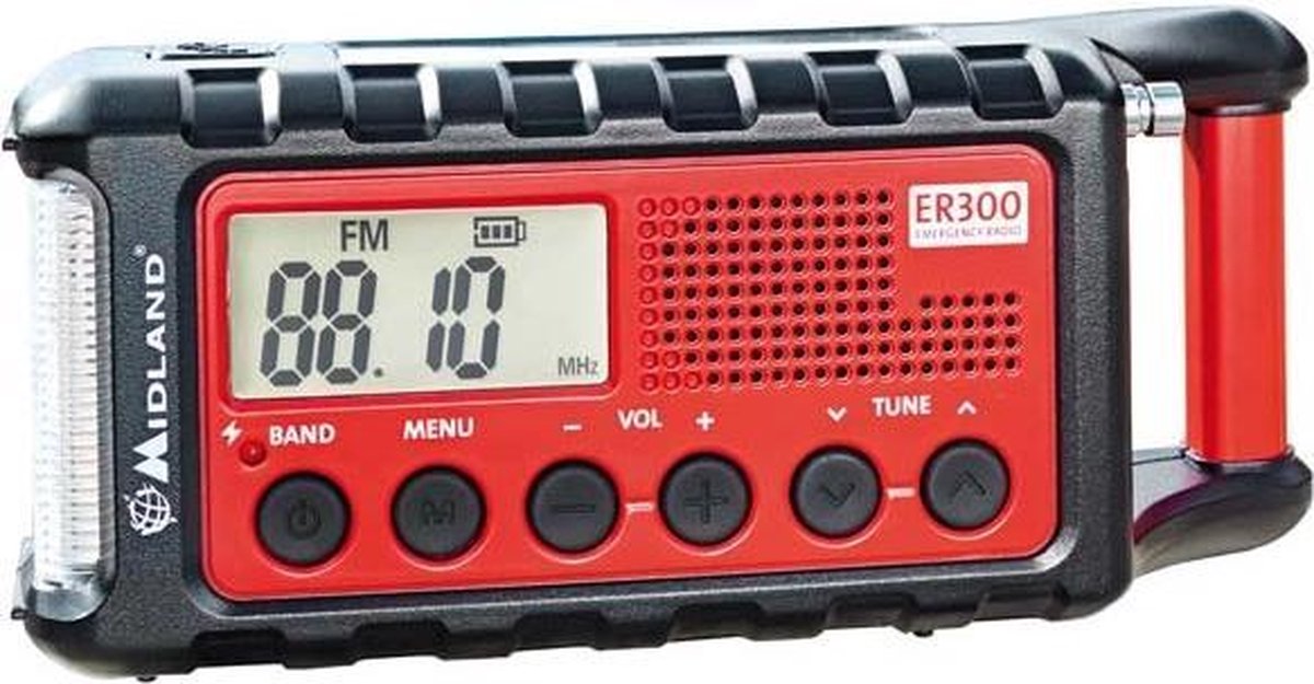 Midland ER-300 AM-FM radio met USB en zonnecellen