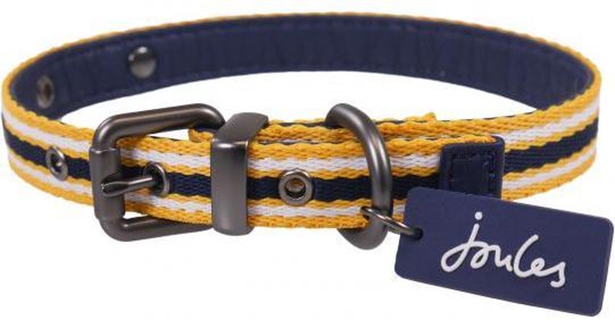 Joules halsband voor hond  coastal navy / geel 45