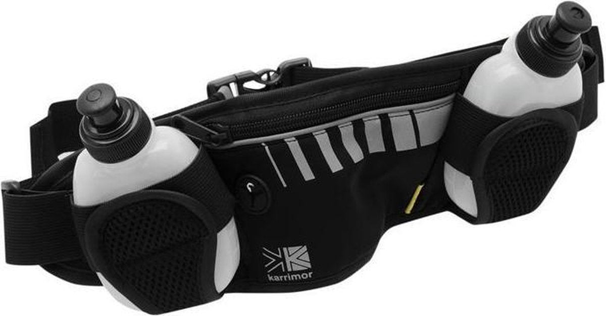 Karrimor Hardloopriem - Runningbelt met 2 drinkflessen - Zwart