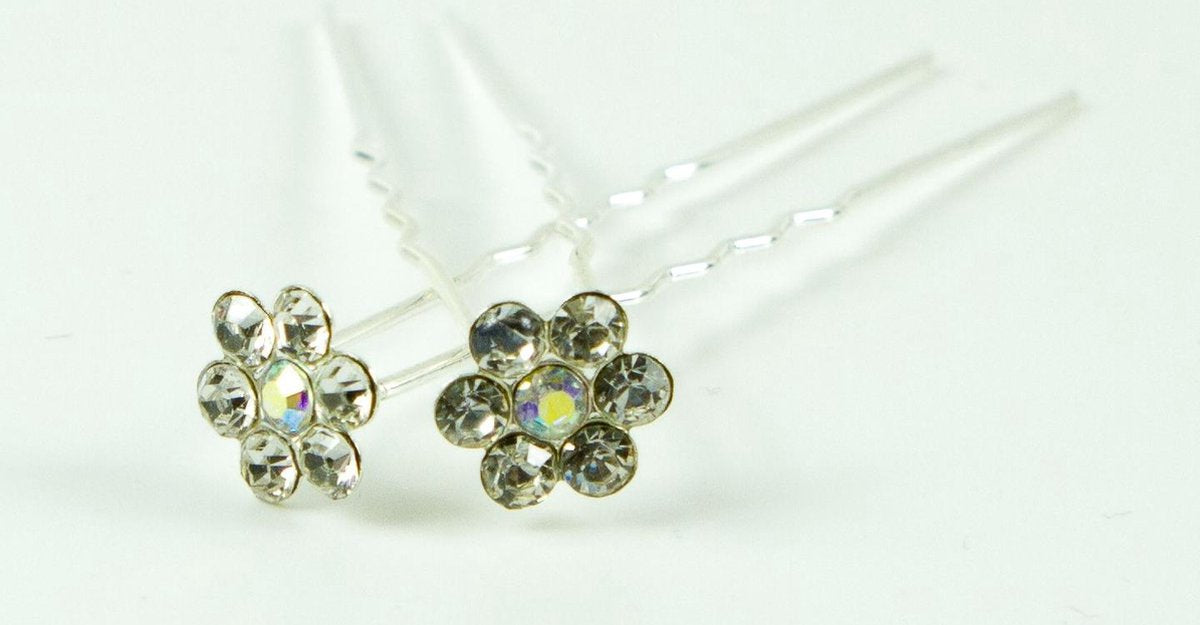 Haarpinnen bloem middel met strass