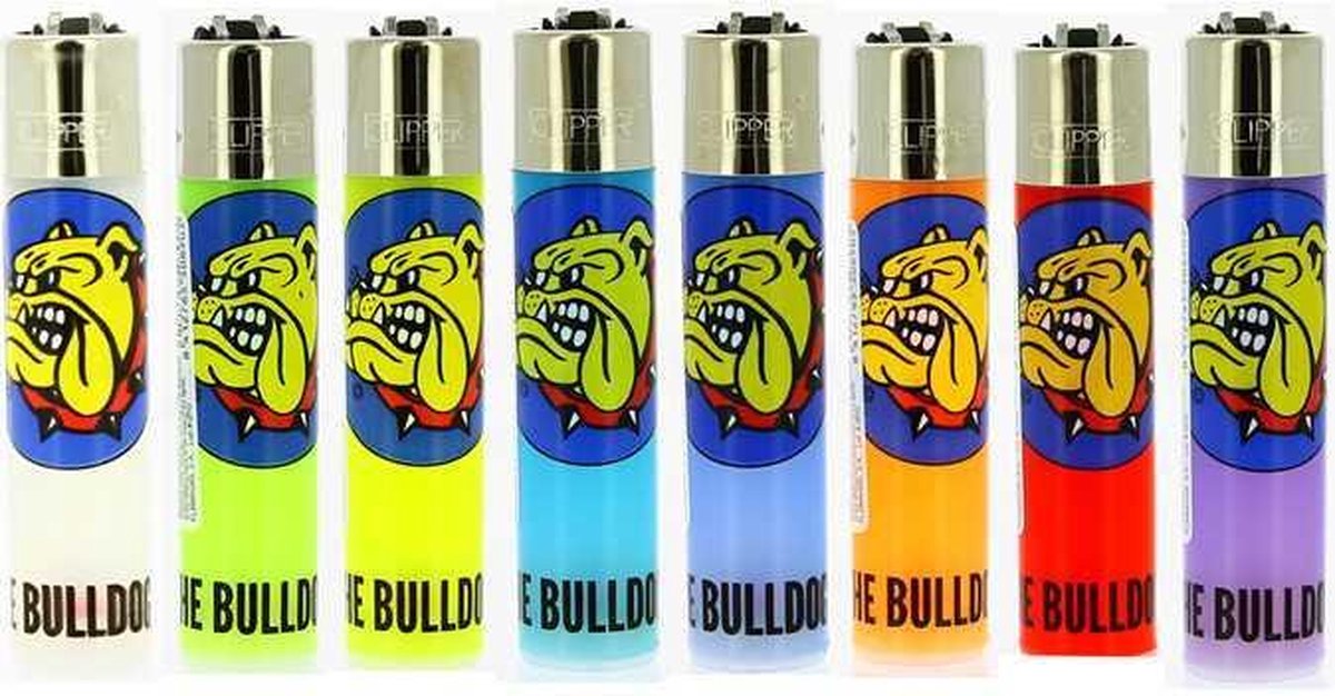 Clipper Aansteker - The Bulldog Assorted Colors - 4 stuks