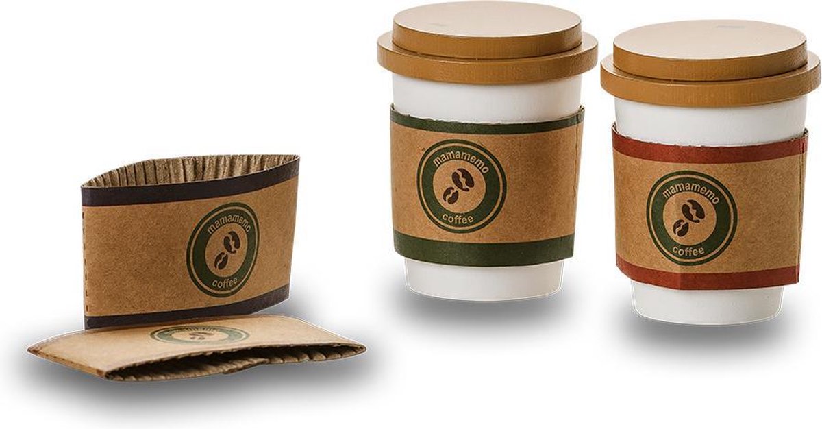 Mamamemo Koffiebekers Coffee "to Go" Junior 7 Cm Hout 8-delig