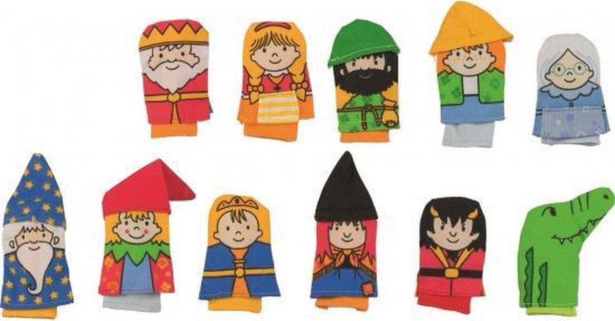 Vingerpop sprookjesfiguren  set 11 stuks