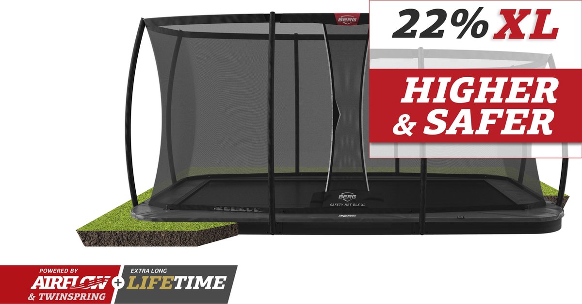 BERG trampoline Ultim Elite Flatground 500 + Safety Net DLX XL