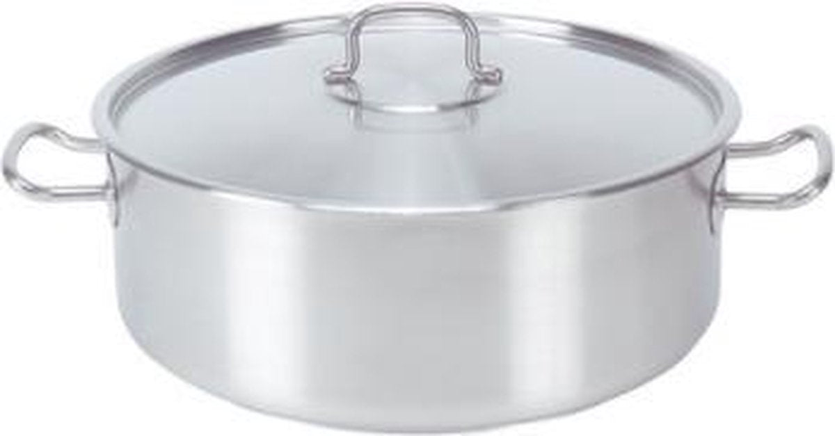 Pujadas Kookpan laag 84 ltr roestvrijstaal