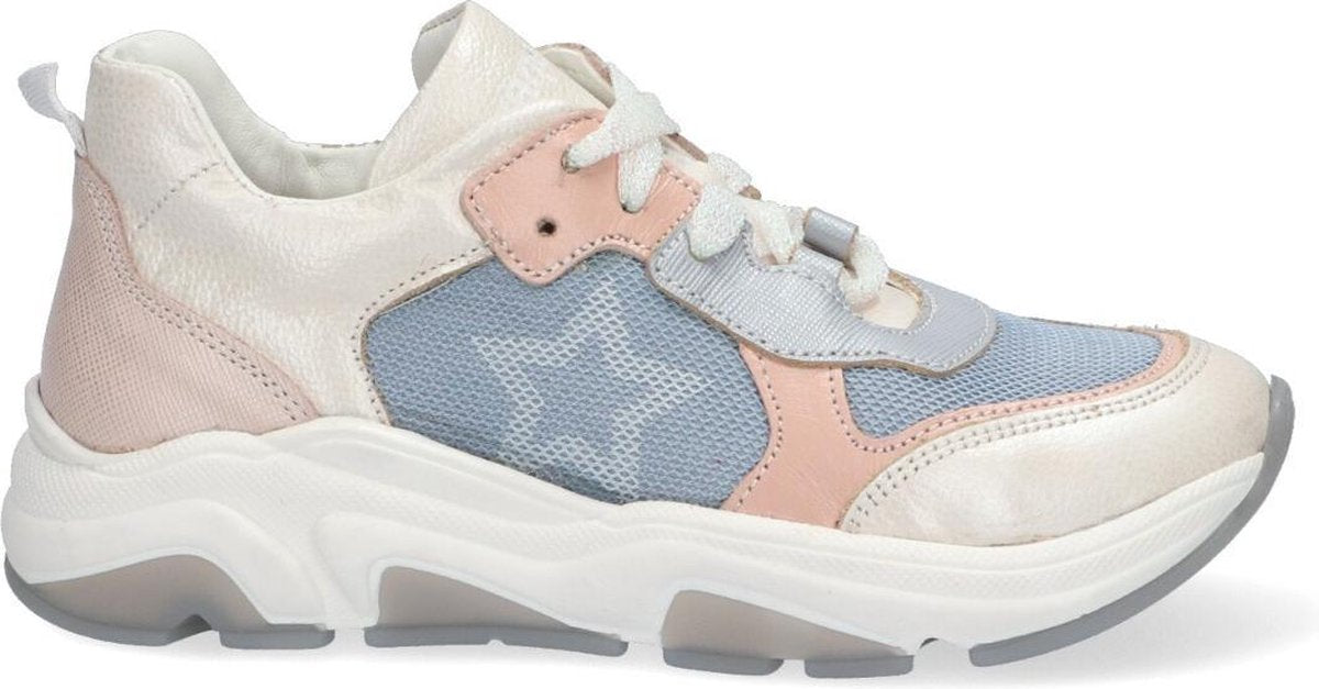 Braqeez 421135-596 Meisjes Lage Sneakers - Blauw - Leer - Veters
