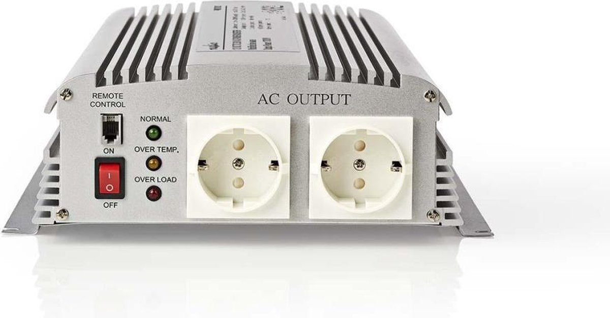 Inverter Gemodificeerde Sinusgolf | Ingangsvoltage: 12 VDC | Apparaat stroomoutput: 2 | 230 V ~ 50 Hz | 1700 W | Piekvermogen: 3000 W | Type stopcontact: F (CEE 7/3) | Screw Terminal | Gemodificeerde sinusgolf | Zekering | Zilver