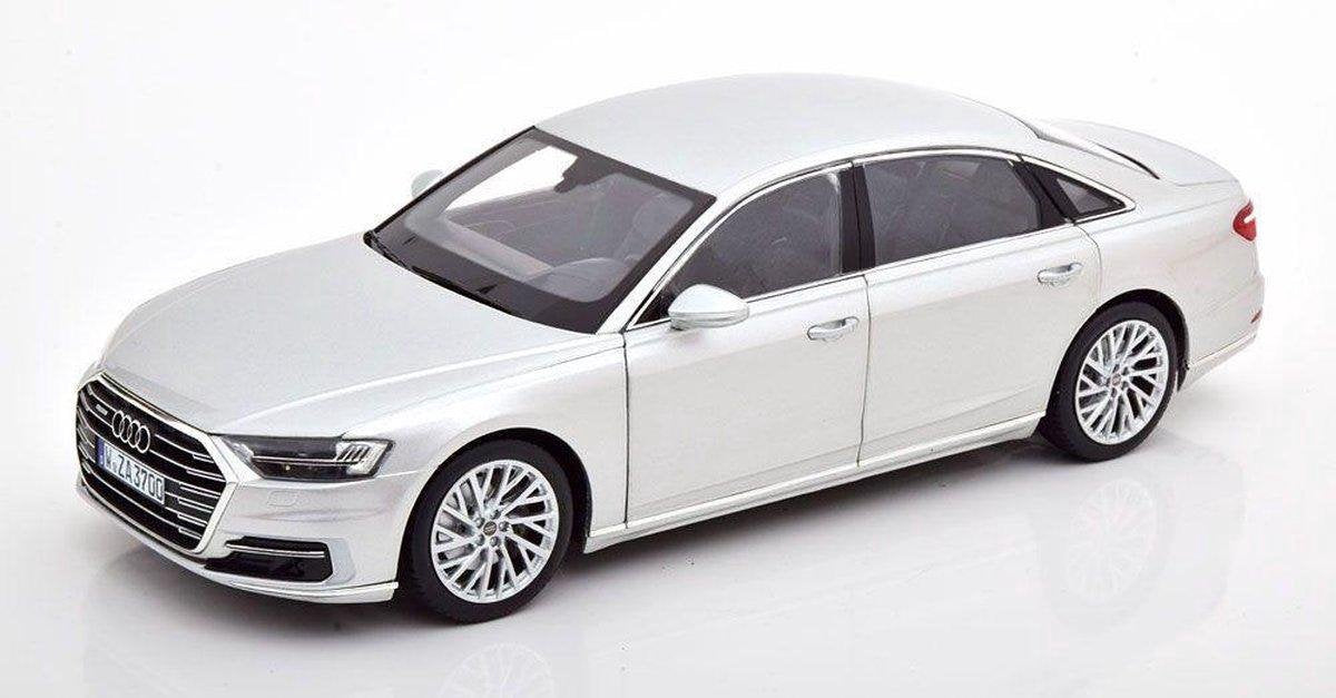 Audi A8 L 2018 (Zilver) (30cm) 1/18 Norev - Modelauto - Schaalmodel - Modelauto - Miniatuurauto - Miniatuur autos