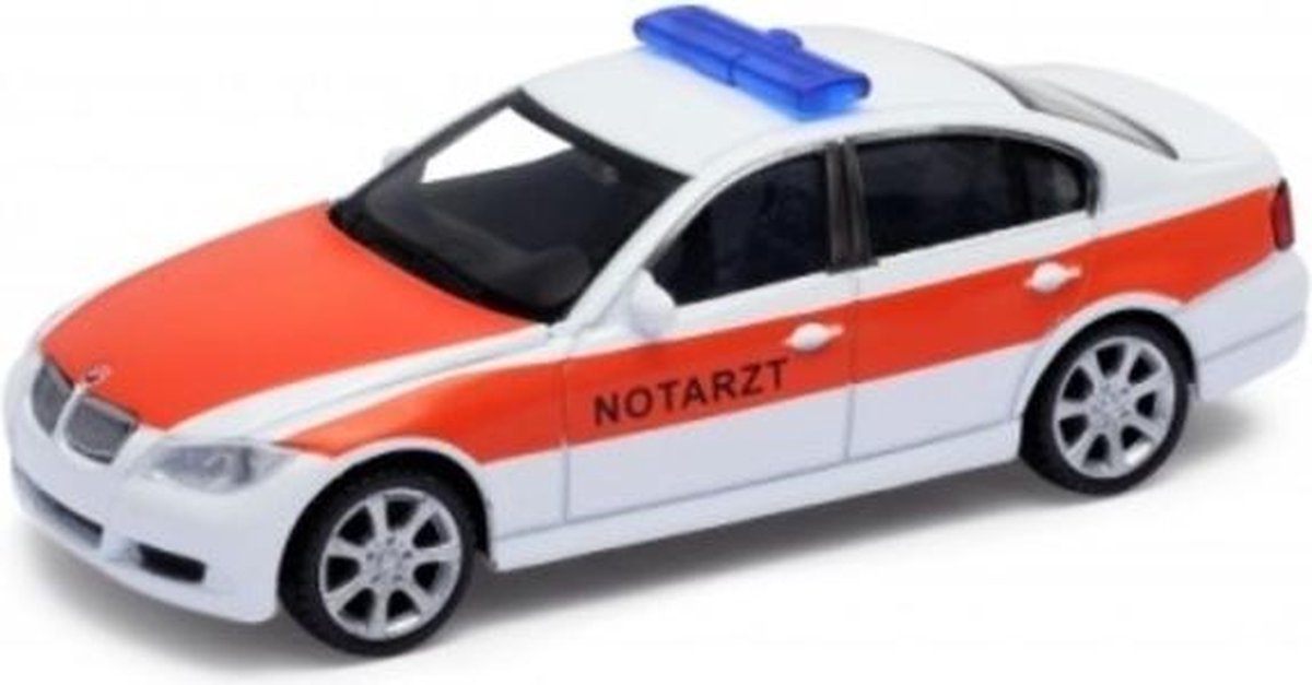 BMW 330i Notarzt Ambulance auto (Wit) 1/43 Welly - Modelauto - Schaalmodel - Model auto  - Miniatuurauto - Miniatuur autos