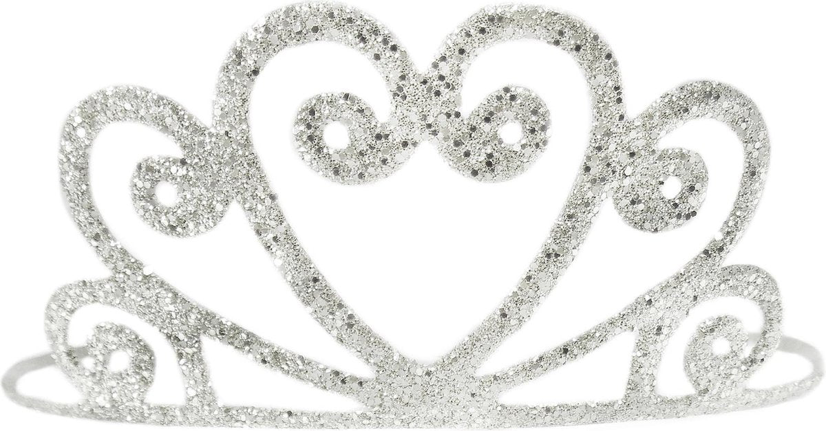 Zilverkleurige glimmende tiara voor meisjes - Verkleedattribuut
