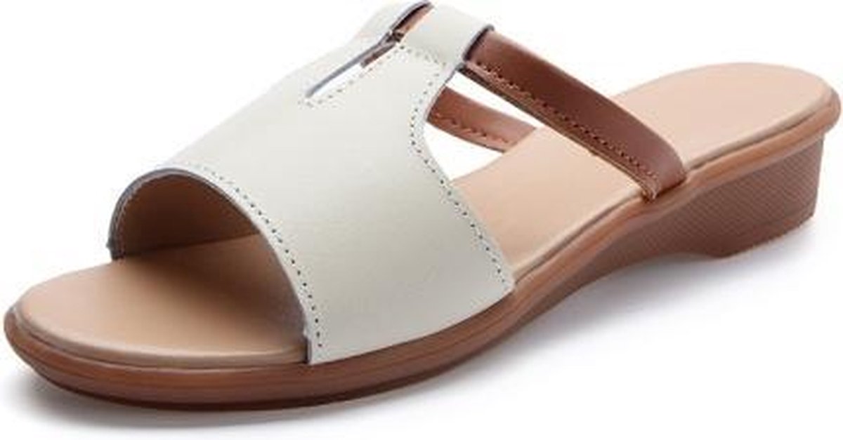 Platte bodem eenvoudige en comfortabele casual sandalen voor dames (kleur: beige maat: 33)