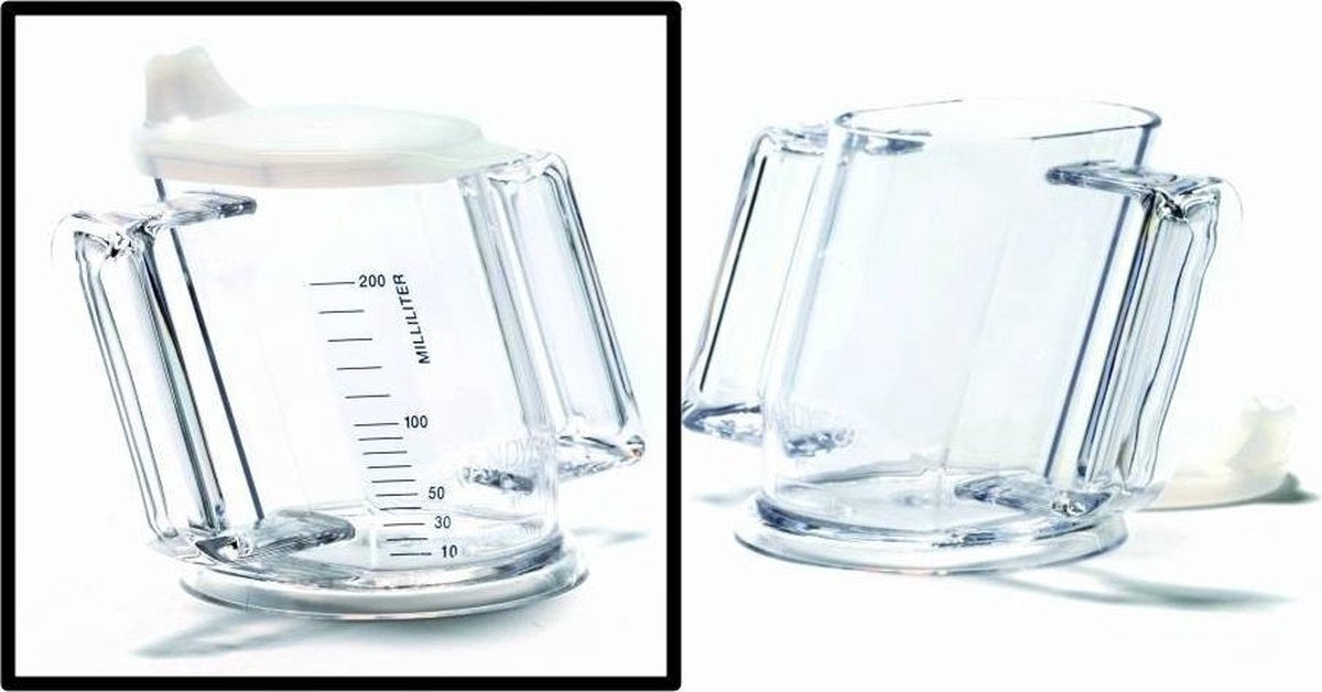 HandyCup met deksel - transparant met maatvoering