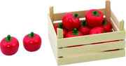 Houten tomaten in kist