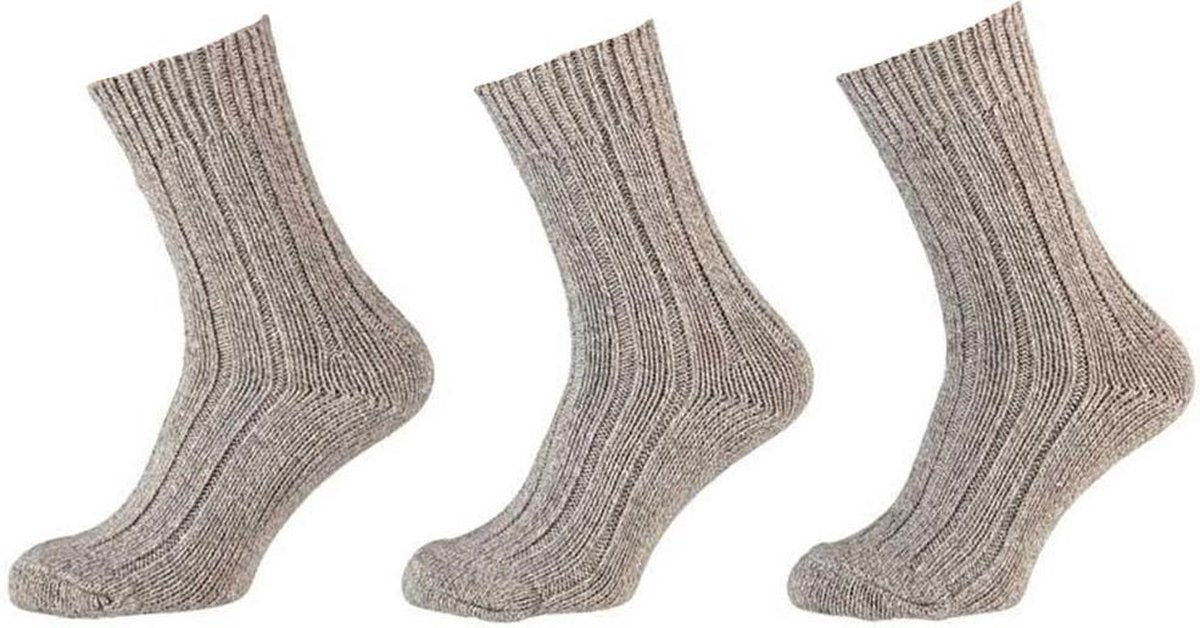 6-Pack Ouderwetse Noorse Sokken Noors Grof Apollo - Grijs - Unisex - Maat 46-48