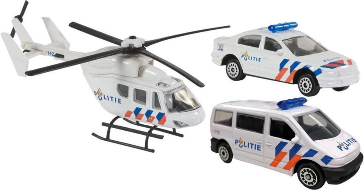 Speelgoed 112 politie set 3-delig-  helikopter 16 cm en autos 7 cm
