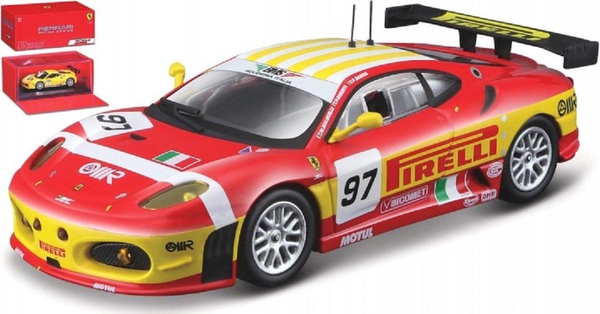 Bburago  Ferrari F430 GT2 #97 2008 rood/geel/wit schaalmodel 1:43