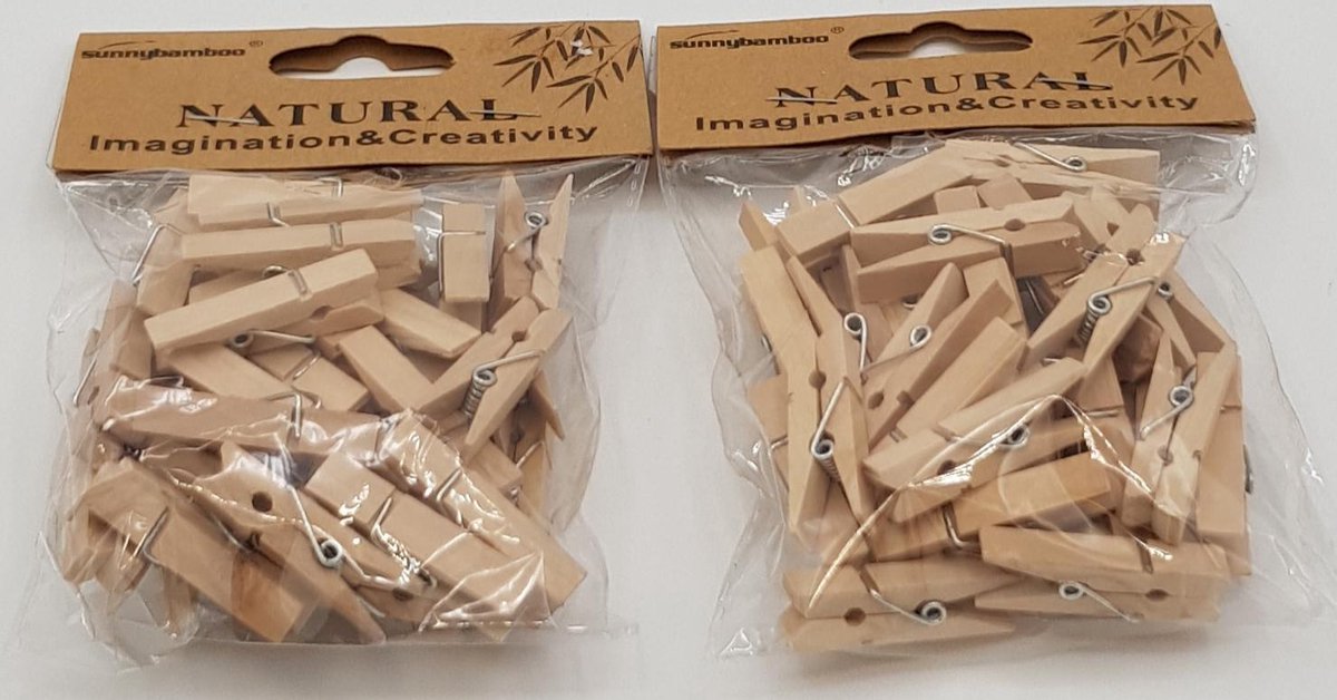 Mini knijpers hout 60 stuks