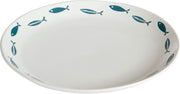 J-Line Bord Vis Keramiek Wit/Blauw