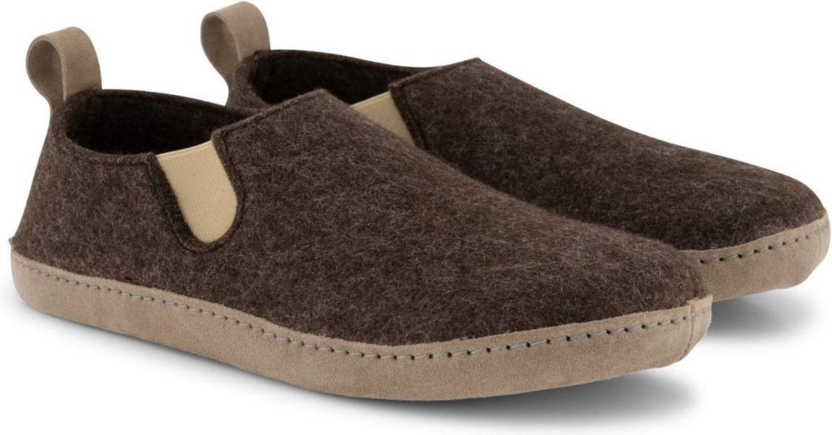 Travelin' In-Home Heren Sloffen - Wollen Pantoffels - Suede zool - Bruin - Maat 45