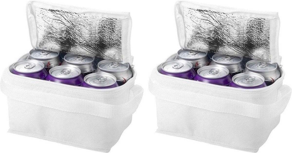 2x Witte mini koeltassen 20 cm voor 6/sixpack blikjes - 3
