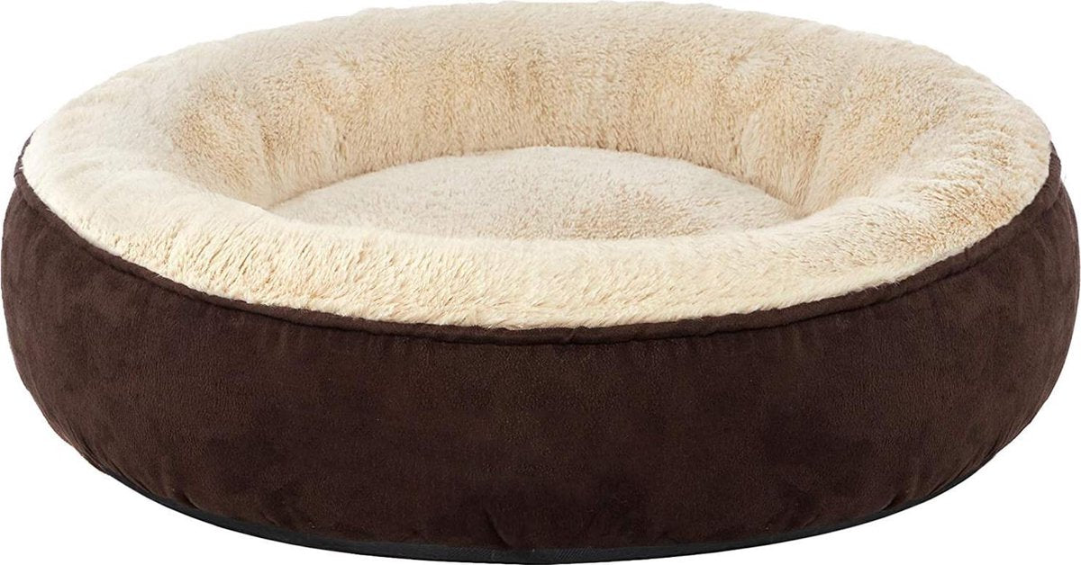 Sefaras Hondenmand - Donut mand - Kattenmand - Superzacht en Luxe - Wasbaar - Fluffy - Hondenkussen - Bruin - 50CM