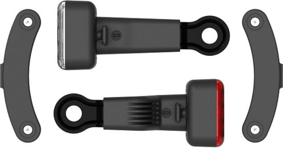 fietsverlichting AMS reepower staal rood/wit 4 delig