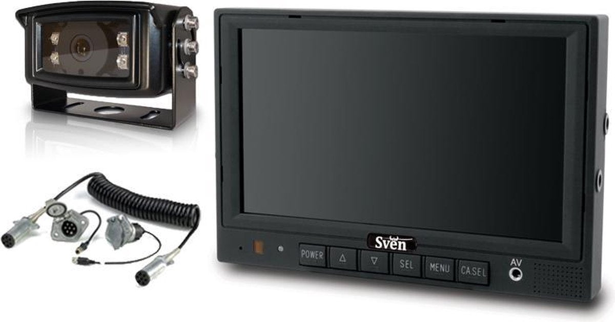 SVEN Professional Achteruitrijcamera Set met trailerkabel - 7 inch monitor - Zwarte Camera