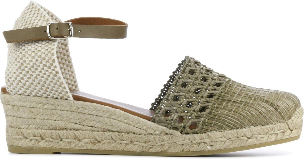Mace Vrouwen Textiel Espadrilles / Damesschoenen Sleehak - Gesp sluiting -  M1057 sue - Khaki - maat 39