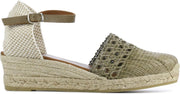 Mace Vrouwen Textiel Espadrilles / Damesschoenen Sleehak - Gesp sluiting -  M1057 sue - Khaki - maat 39