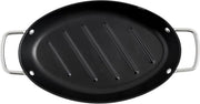 Orange85 Grillpan - Ovaal - Barbecue - Anti Aanbak - Met handvaten - Metaal - Zwart