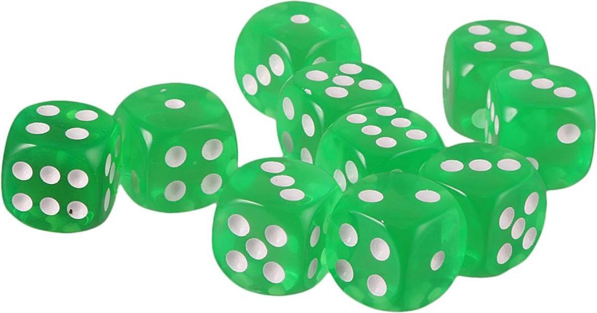 Groene Acryl Dobbelstenen - 6 Kantige Dobbelsteen (SET van 5 STUKS) - Hoge Kwaliteit - Dobbelspellen - Clever - Quixx - 16mm - Gekleurde Dobbelsteen - 6 Zijdige Dobbelsteen - D6 - Stipco