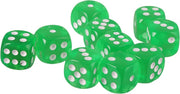 Groene Acryl Dobbelstenen - 6 Kantige Dobbelsteen (SET van 5 STUKS) - Hoge Kwaliteit - Dobbelspellen - Clever - Quixx - 16mm - Gekleurde Dobbelsteen - 6 Zijdige Dobbelsteen - D6 - Stipco