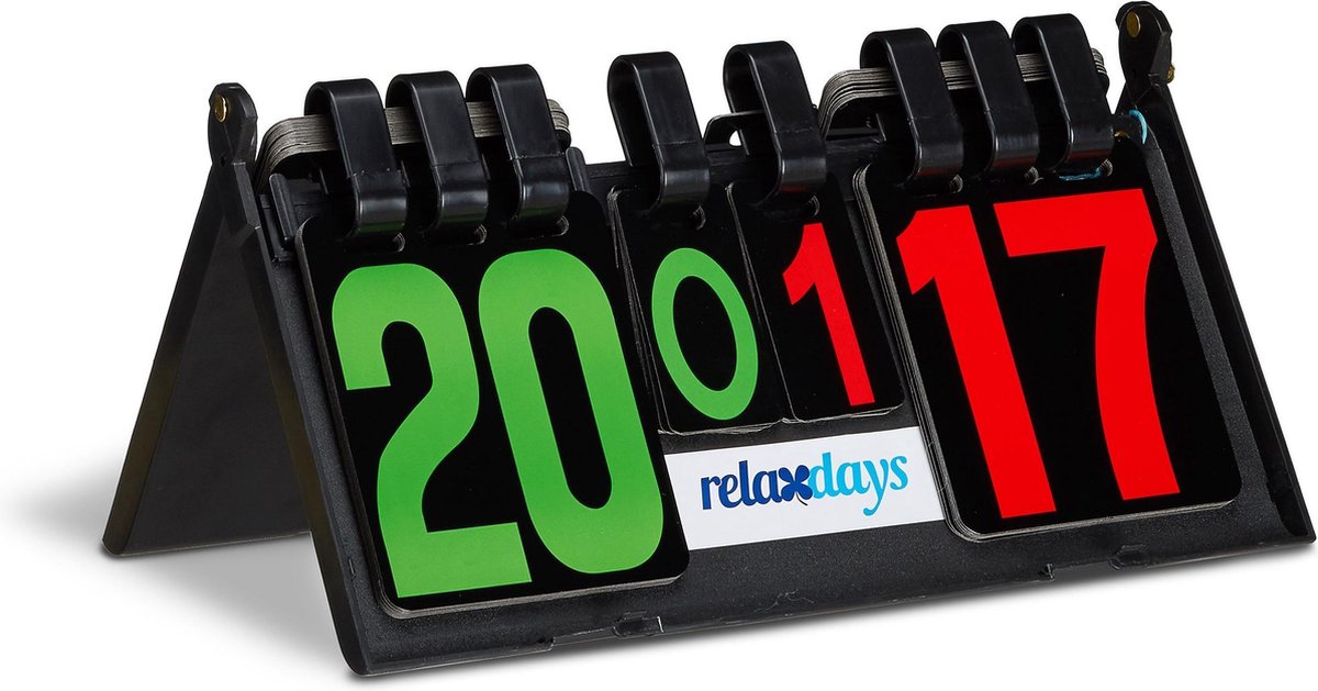 relaxdays scorebord tafeltennis - telbord grote cijfers - puntenbord tot 29 - twee kanten