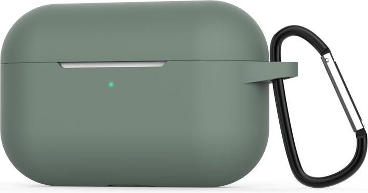By Qubix - AirPods Pro siliconen hoesje met karabiner haak - Donkergroen - AirPods hoesjes